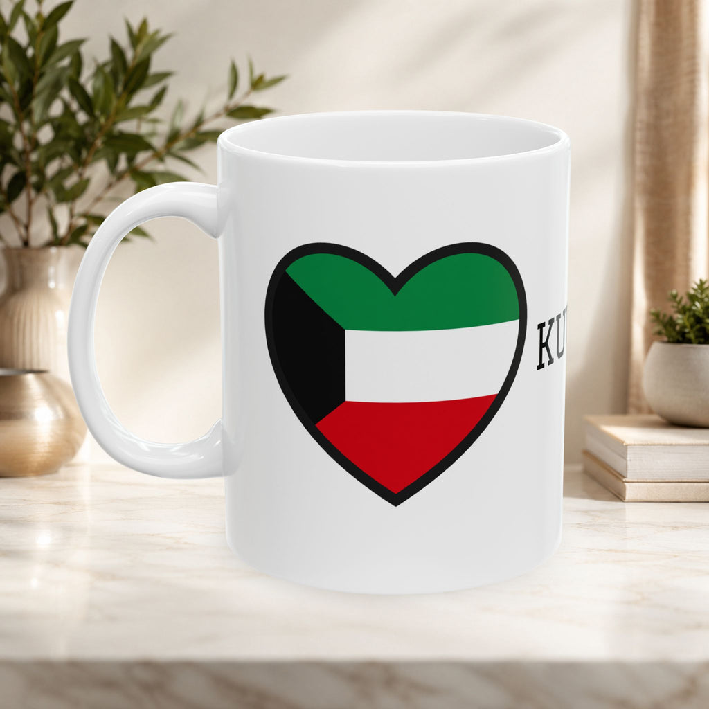 Kuwait flag heart design Ceramic Mug with Kuwait typography ceramic mug 11oz/15oz