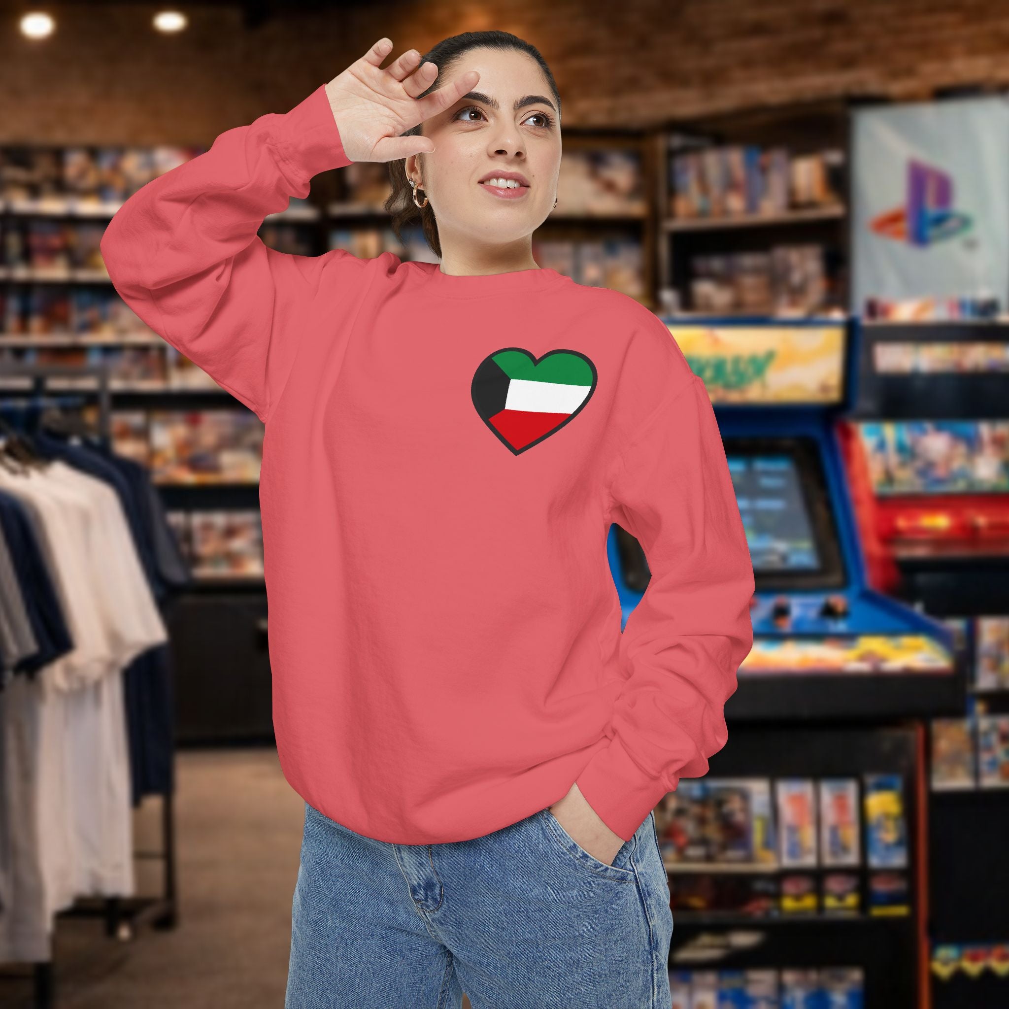 Kuwait heart shaped flag printed sweatshirt