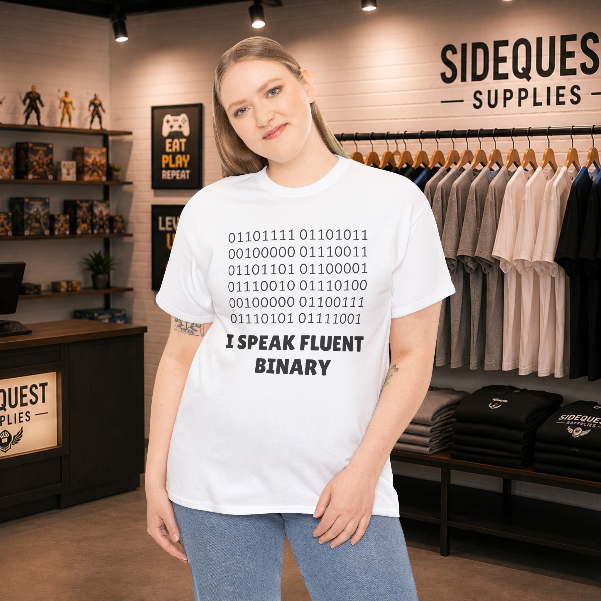 I Speak Fluent Binary Unisex Heavy Cotton Tee