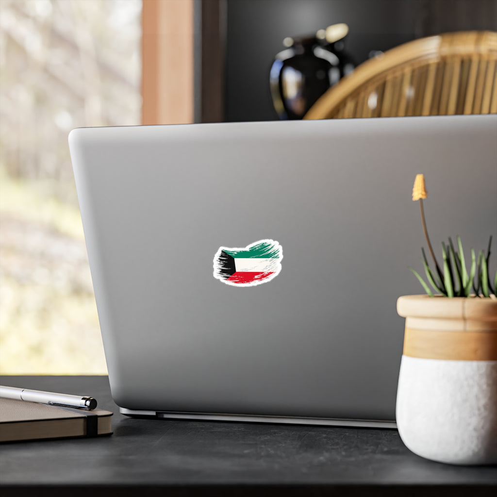 Kiss-Cut Vinyl Decals of brushed kuwait flag