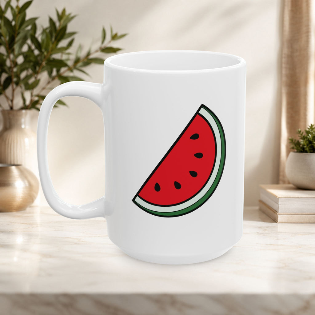 Dual design ceramic mug, Palestine text and freedom watermelon digital art 11oz/15oz