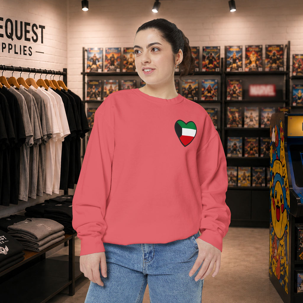 Kuwait heart shaped flag printed sweatshirt