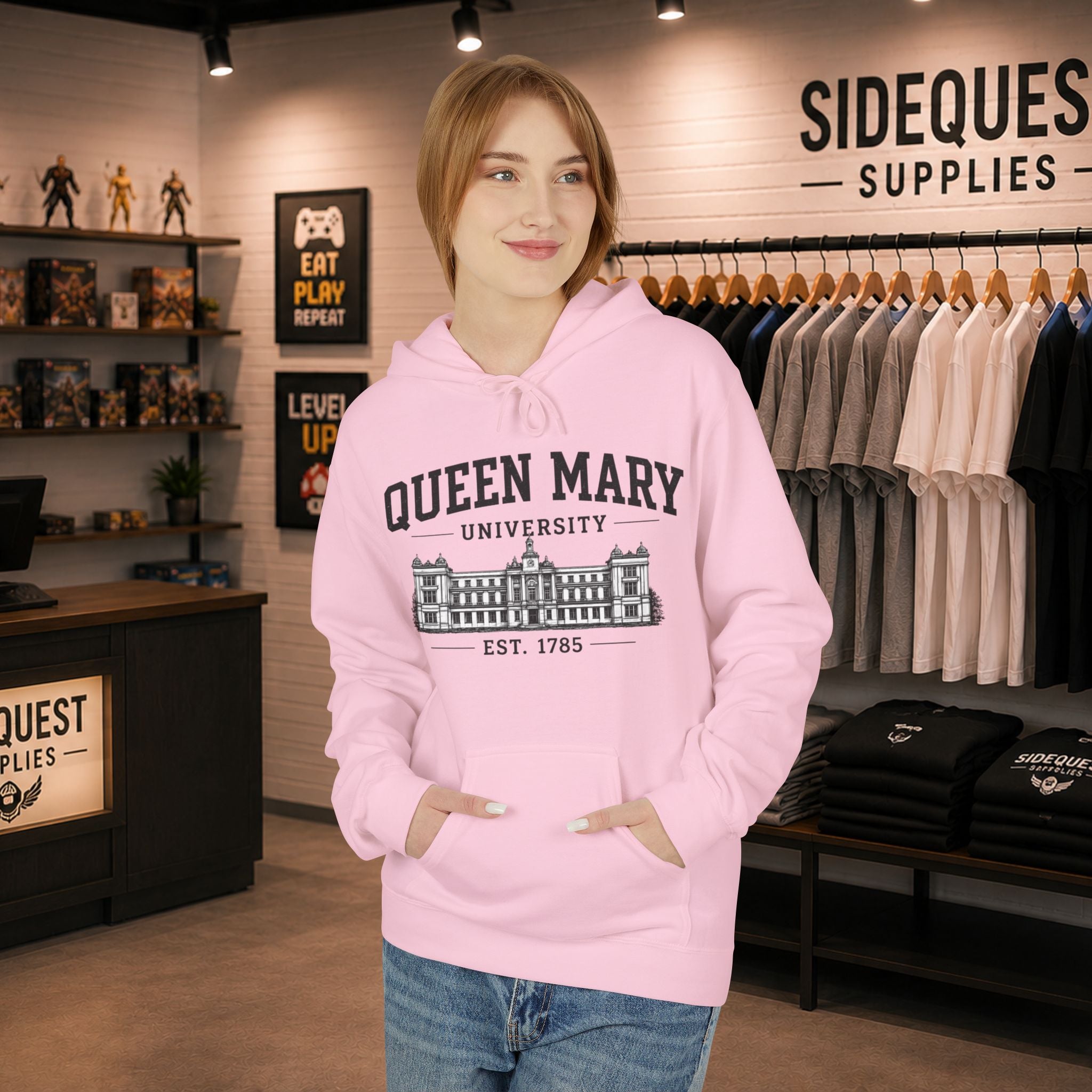 Queen Mary University Building hoodie | Campus Apparel, College Sweatshirt