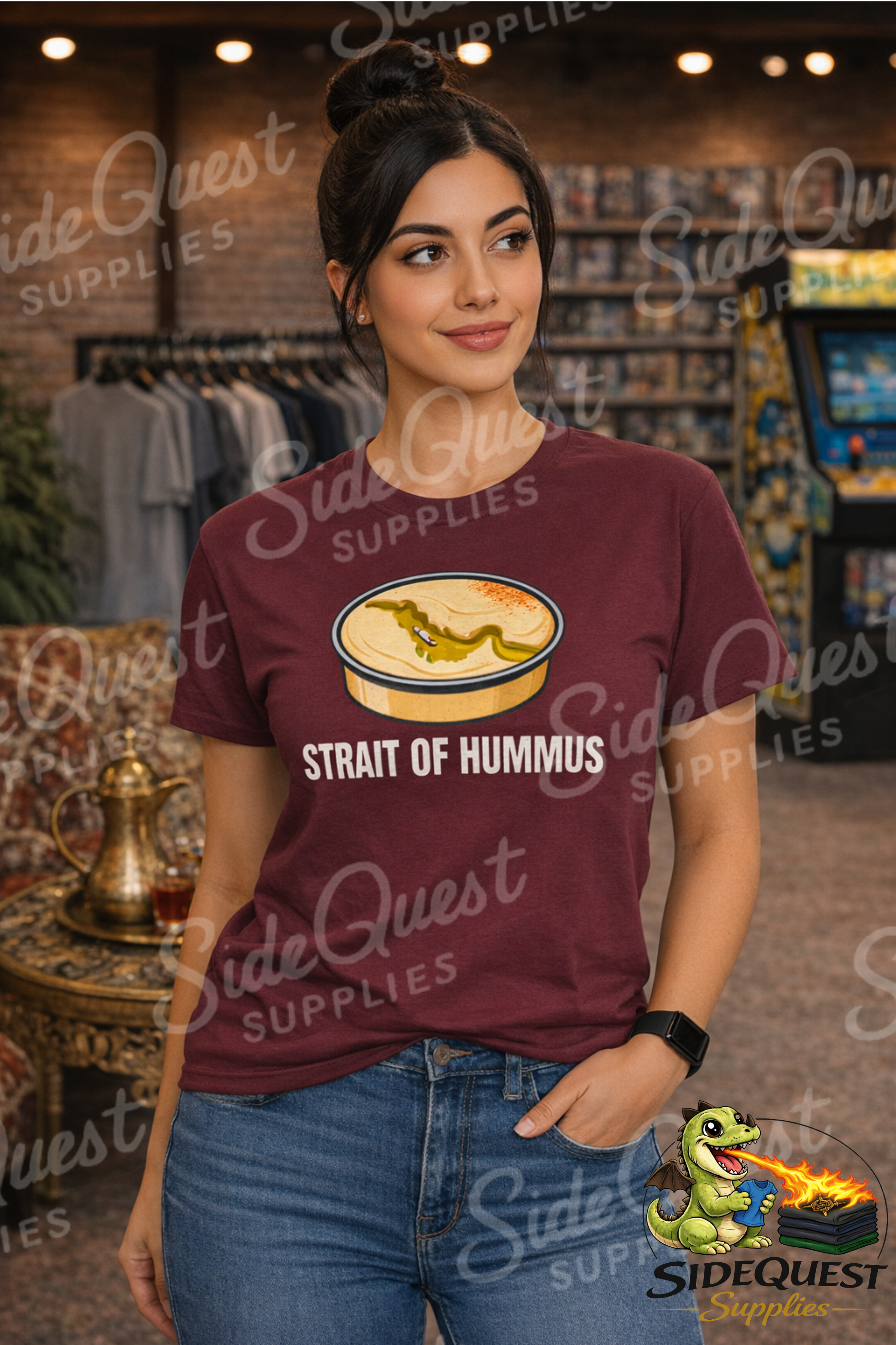 Strait of Hummus Funny T-Shirt | Food Pun | Hummus Lover Shirt | Middle East Humor Tee | Gulf - Iran - geography - meme - joke