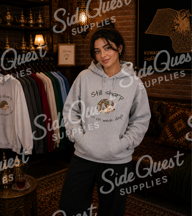 "Still sharp" Cute Hedgehog embroidery Hoodie — cosy comfy and warm hoodie