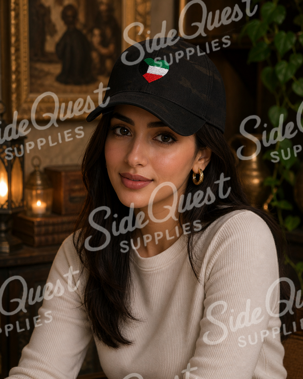 Kuwait Heart Embroidered Cap – Closed back خياطه