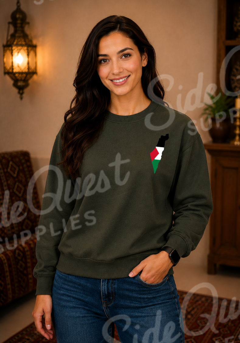 Palestine Minimal Chest Print Sweatshirt crewneck