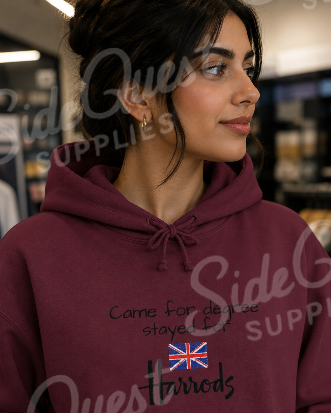 Hoodie "Came for degree Stayed for Harrods" - Cute embroidery Hoodie