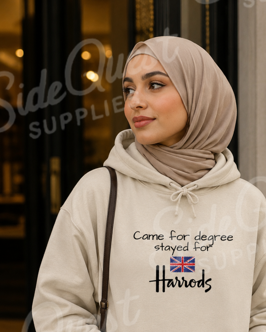 Hoodie "Came for degree Stayed for Harrods" - Cute embroidery Hoodie
