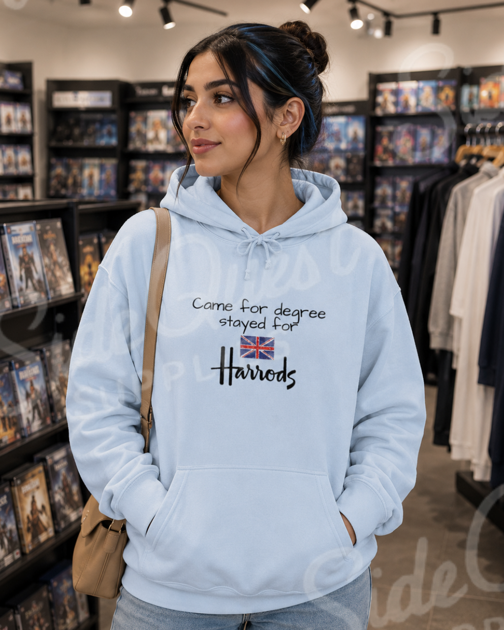 Hoodie "Came for degree Stayed for Harrods" - Cute embroidery Hoodie