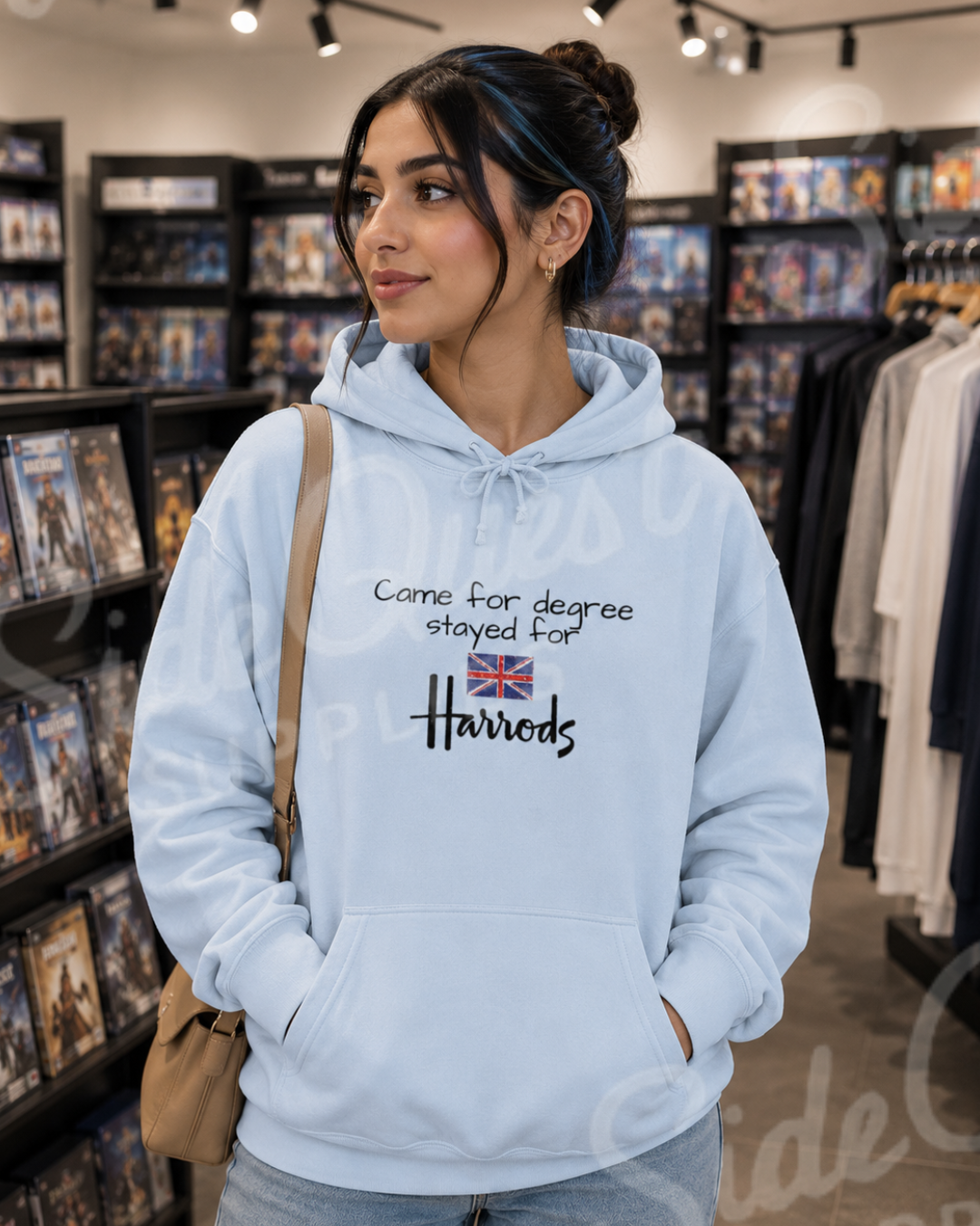 Hoodie "Came for degree Stayed for Harrods" - Cute embroidery Hoodie