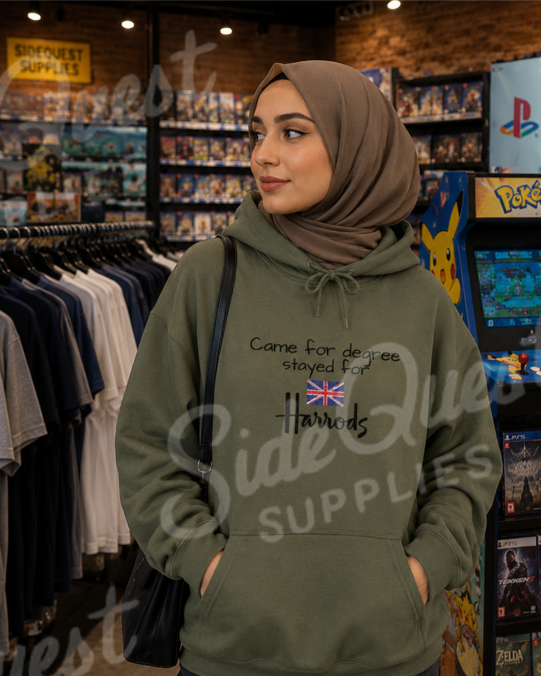 Hoodie "Came for degree Stayed for Harrods" - Cute embroidery Hoodie