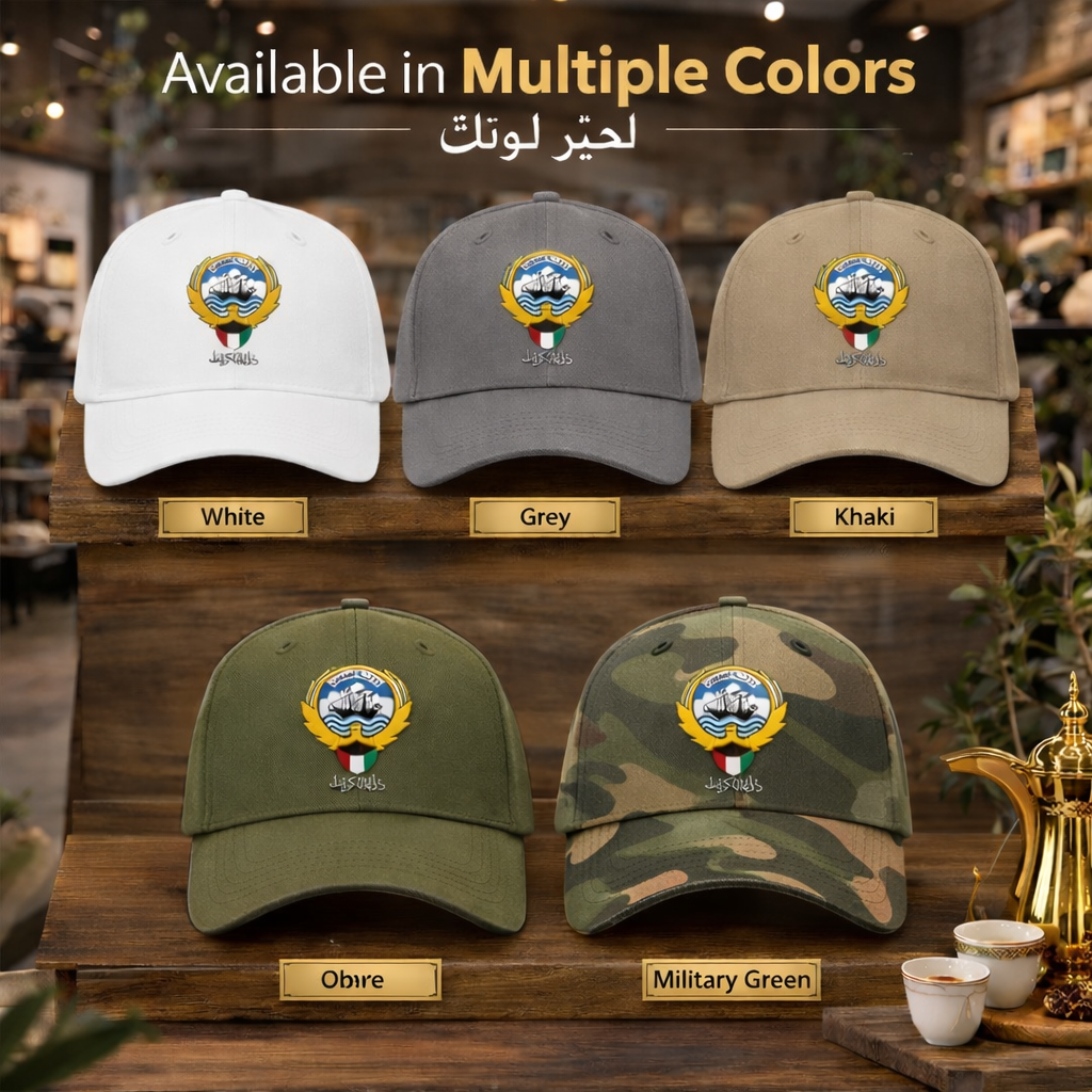 Kuwait closed back cap with Kuwait embroidery logo and country name  (Embroidery)