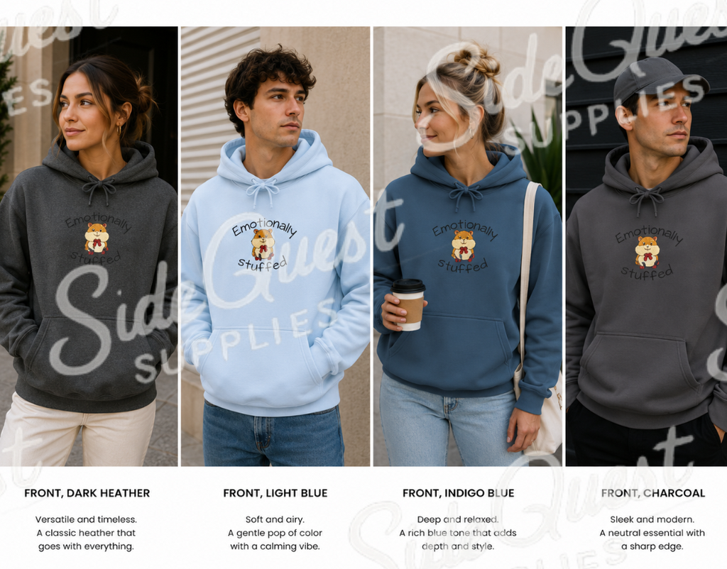 stuffed hamster "emotionally stuffed" Cute hamster embroidery Hoodie — cosy comfy and warm hoodie