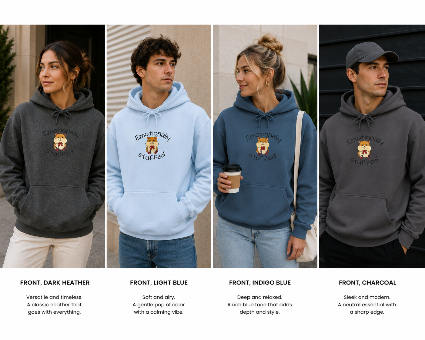 stuffed hamster "emotionally stuffed" Cute hamster embroidery Hoodie — cosy comfy and warm hoodie