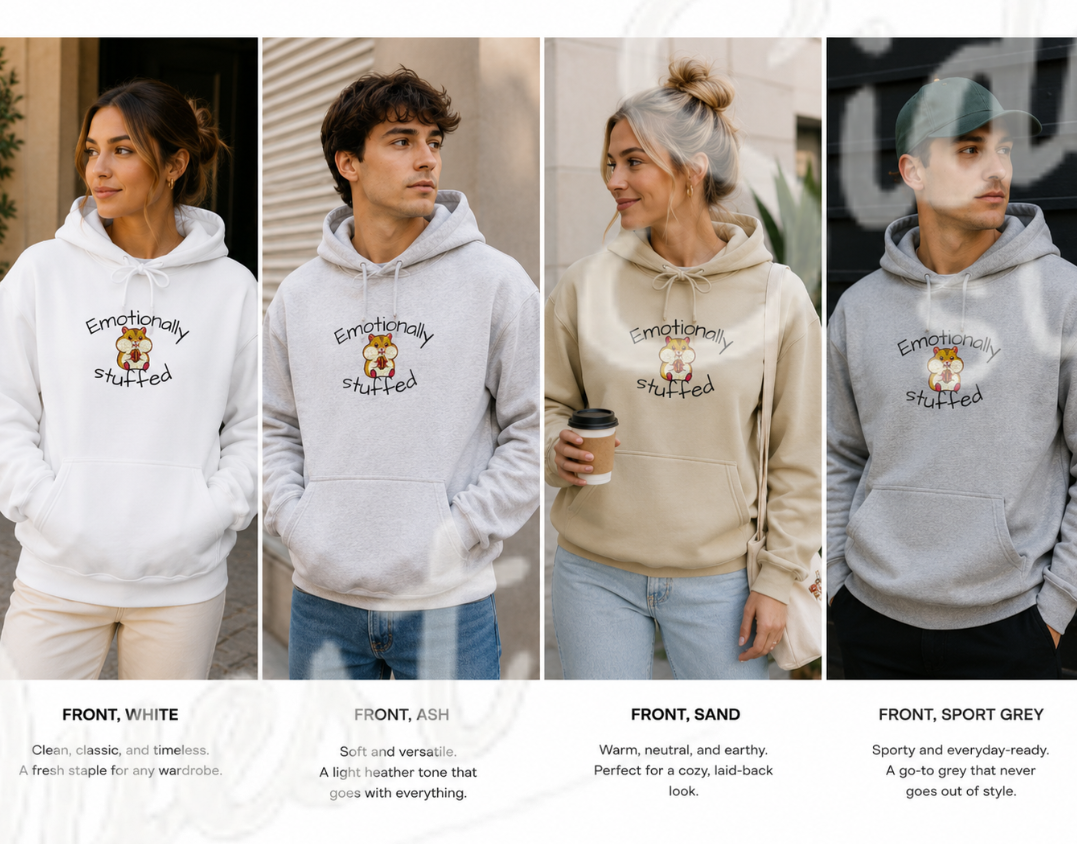stuffed hamster "emotionally stuffed" Cute hamster embroidery Hoodie — cosy comfy and warm hoodie