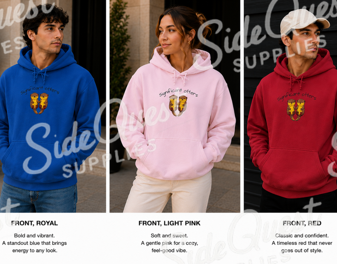 "Significant otters" Cute Hedgehog embroidery Hoodie — cosy comfy and warm hoodie