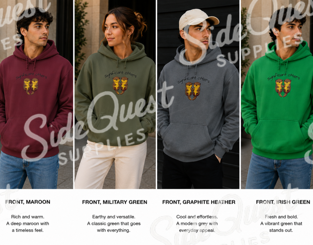 "Significant otters" Cute Hedgehog embroidery Hoodie — cosy comfy and warm hoodie