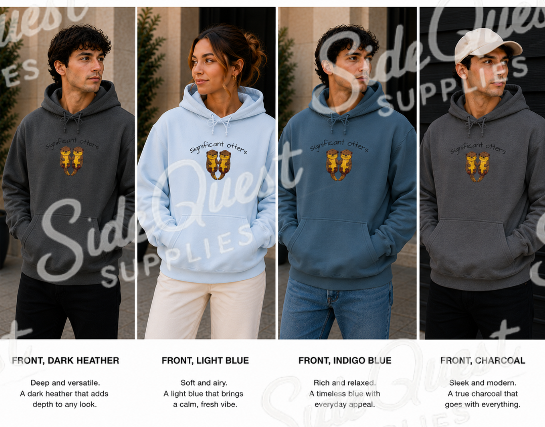 "Significant otters" Cute Hedgehog embroidery Hoodie — cosy comfy and warm hoodie