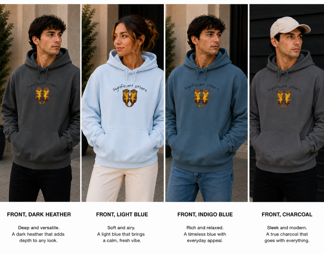 "Significant otters" Cute Hedgehog embroidery Hoodie — cosy comfy and warm hoodie