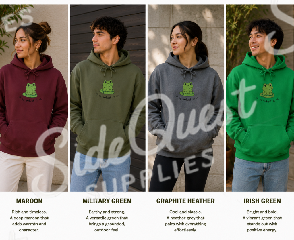 “it is what it is” - Cute frog embroidery Hoodie — cosy comfy and warm hoodie