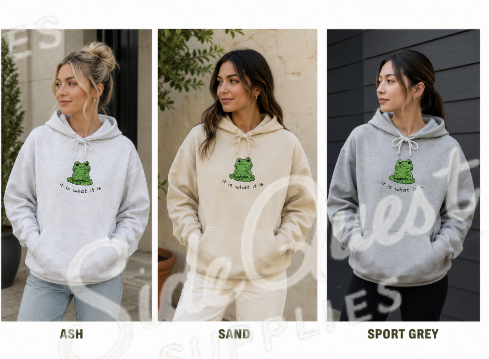 “it is what it is” - Cute frog embroidery Hoodie — cosy comfy and warm hoodie