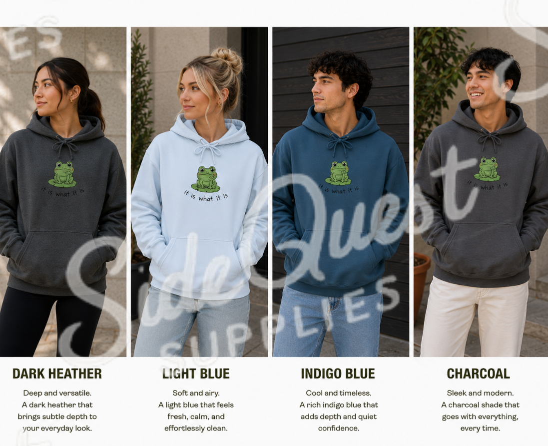 “it is what it is” - Cute frog embroidery Hoodie — cosy comfy and warm hoodie