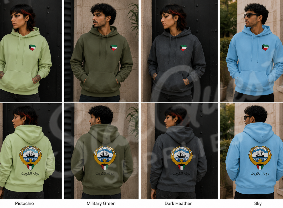 Kuwait heart and Kuwait Crest logo Hoodie