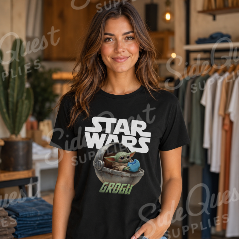 Mandalorian helmet and Grogu - T-shirt