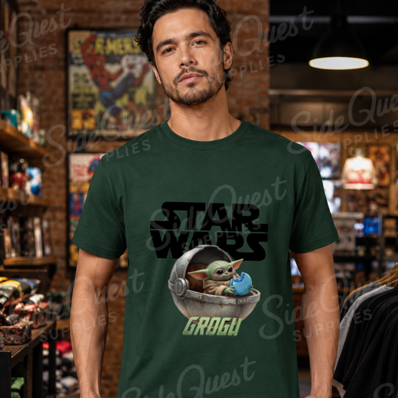 Mandalorian helmet and Grogu - T-shirt