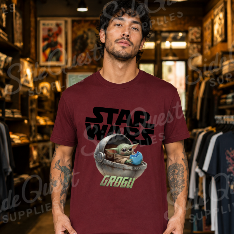 Mandalorian helmet and Grogu - T-shirt