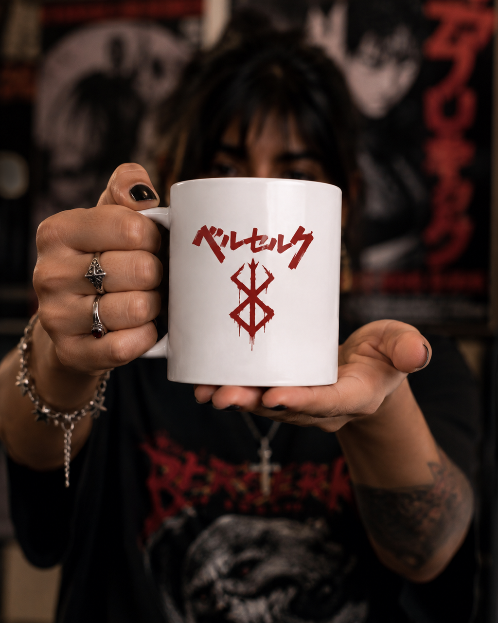 Berserk text in Japanese and Berserk Logo - Mug