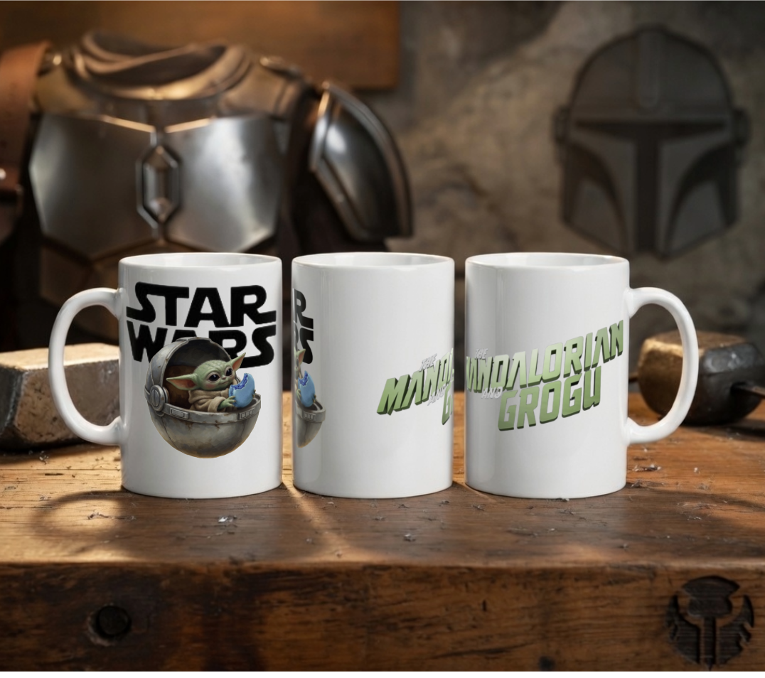 Mandalorian Mug, Grogu Mug, Star Wars Inspired Coffee Cup, Baby Grogu Ceramic Mug, Fan Gift 11oz 15oz