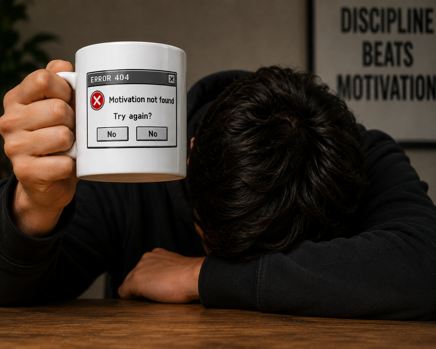 Funny technical computer problem in need of engineers to troubleshoot "Error 404: Motivation not found" mug