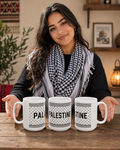 Palestine on a keffiyeh on a ceramic mug 11oz/15oz