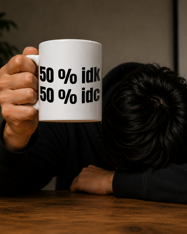 50% IDK 50% IDC Funny Mug | Sarcastic Coffee Cup | Office Humor Mug | Introvert Gift | Coworker Gift | Student Mug | Funny Desk Cup