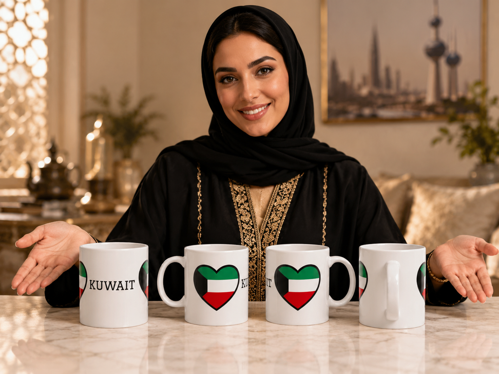 Kuwait flag heart design Ceramic Mug with Kuwait typography ceramic mug 11oz/15oz