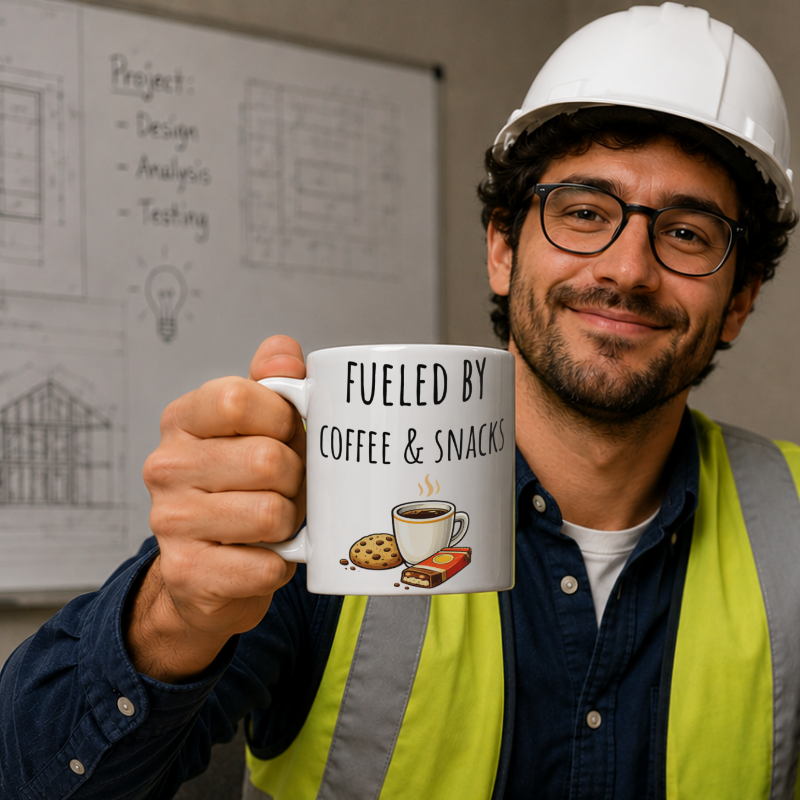 Fueled by Coffee & Snacks ceramic mug  in 11oz/15oz for gamers or for office use