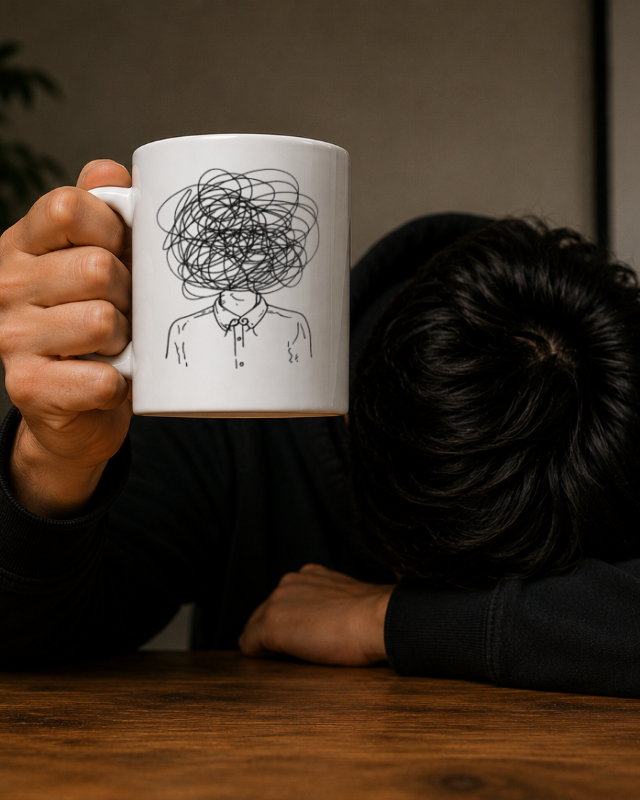 Overthinking Mug | Funny Mental Chaos Coffee Cup | 11oz & 15oz Ceramic Mug | Relatable Humor Gift