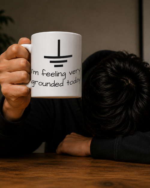 "I’m Feeling Very Grounded Today" Ceramic Mug for teachers, engineers, electricians, researchers and programmers