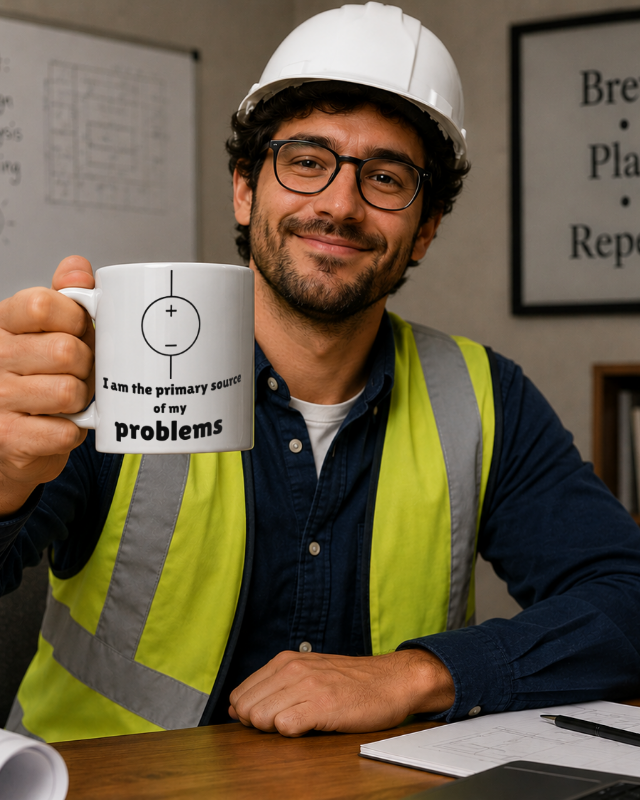 "I Am the Primary Source of My Problems "Ceramic mug for teachers, engineers, electricians and programmer