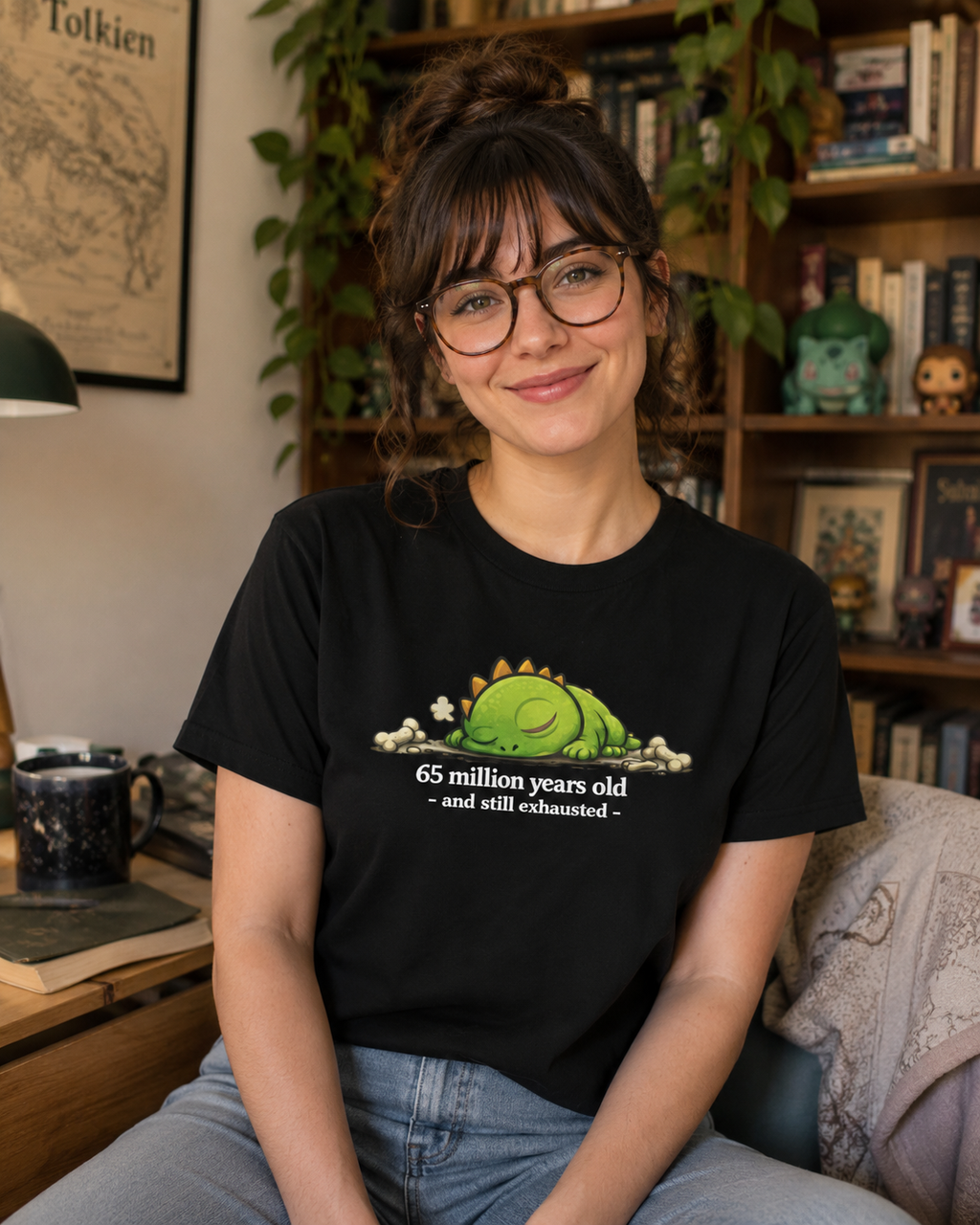 Old And Still Exhausted Shirt, Funny Dinosaur T-Shirt, Sleepy Dino Tee, Introvert Shirt, Tired Adult Humor, Cute Dinosaur Gift