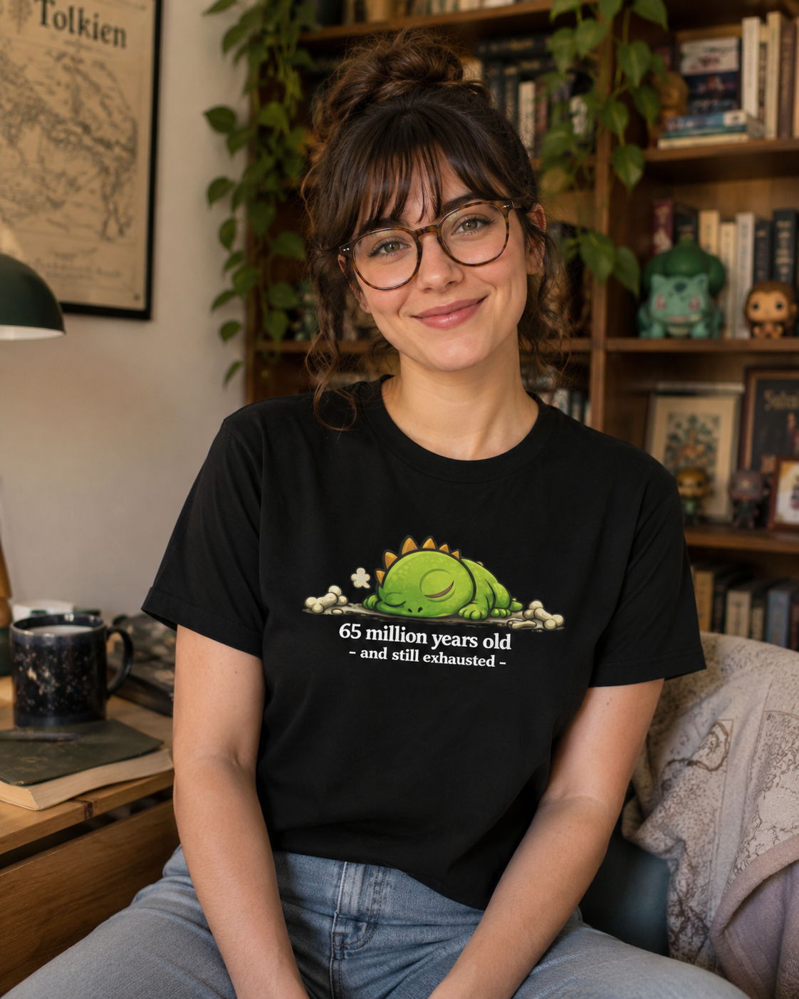 Old And Still Exhausted Shirt, Funny Dinosaur T-Shirt, Sleepy Dino Tee, Introvert Shirt, Tired Adult Humor, Cute Dinosaur Gift