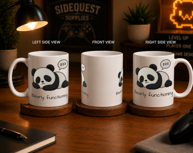 Bearly Functioning Panda Mug, Funny Coffee Mug, Cute Panda Cup, Sleepy Panda Gift, Introvert Office Humor Mug, Coworker Gift, 11oz 15oz Ceramic Mug