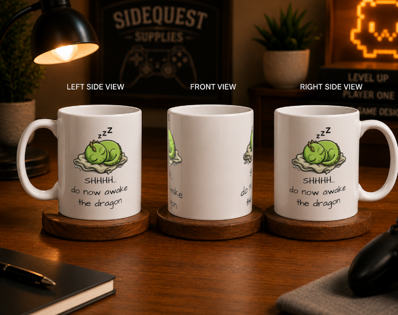 Do Not Awake The Dragon Mug, Cute Sleeping Dragon Coffee Mug, Fantasy Mug, Dragon Lover Gift, Funny Morning Mug, Gamer Coffee Cup, 11oz 15oz Ceramic Mug