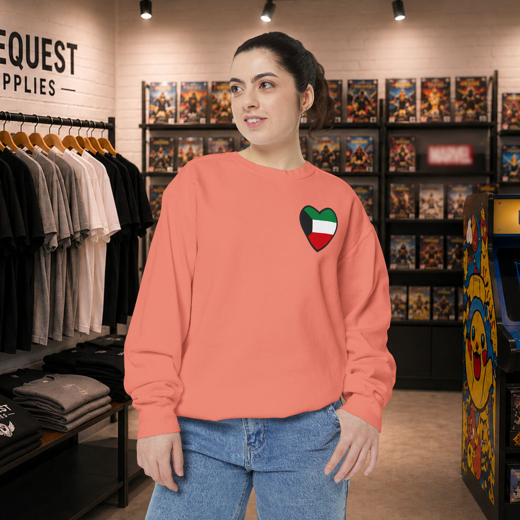 Kuwait heart shaped flag printed sweatshirt