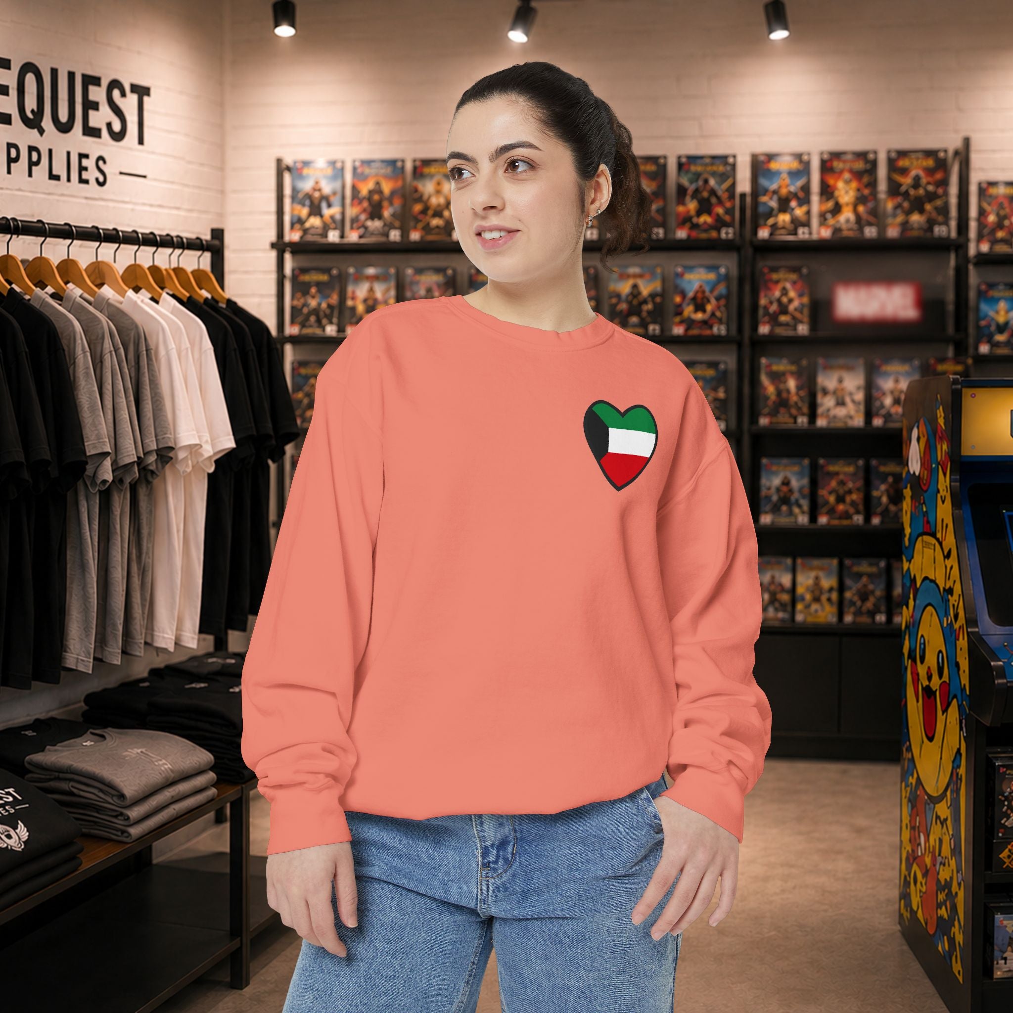 Kuwait heart shaped flag printed sweatshirt