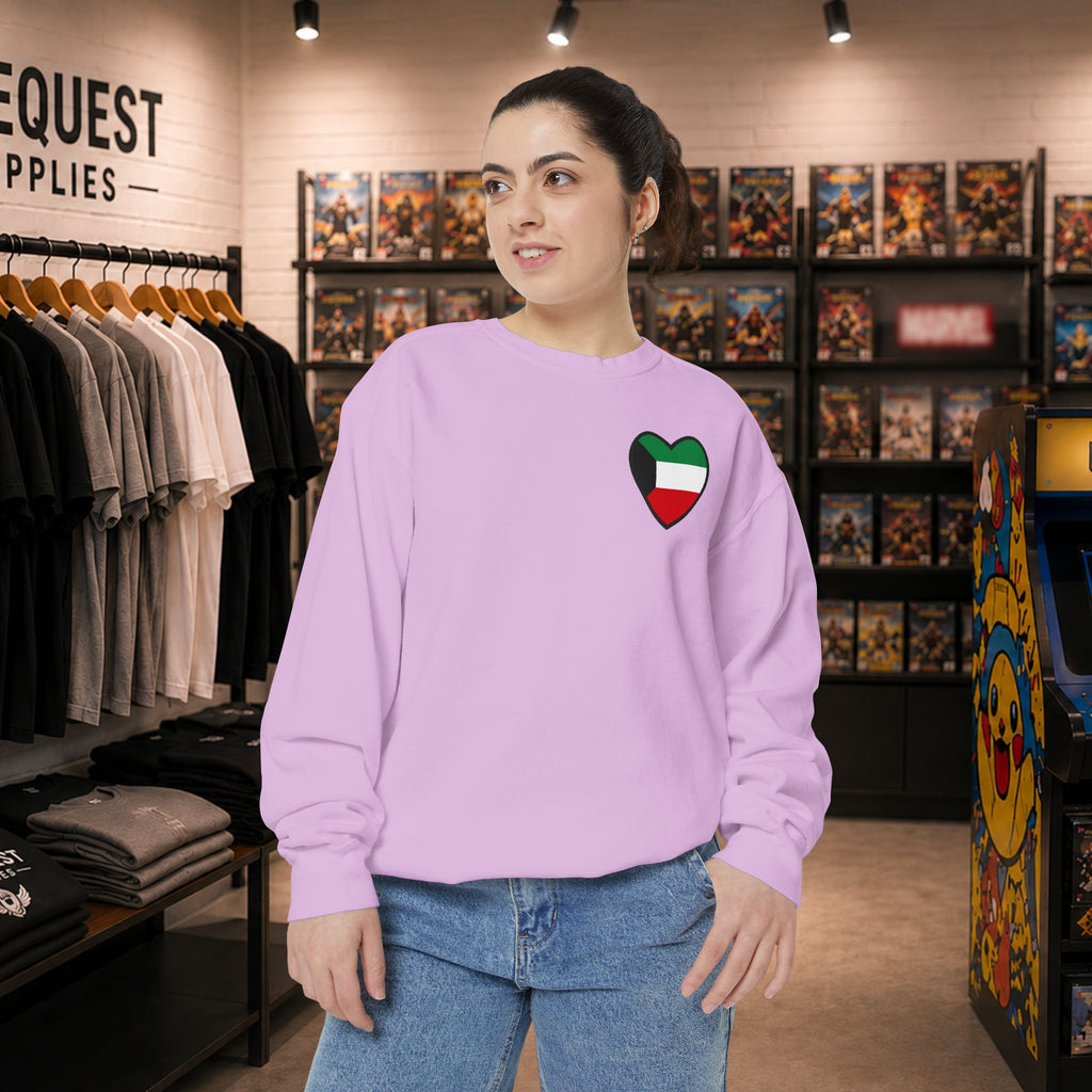 Kuwait heart shaped flag printed sweatshirt