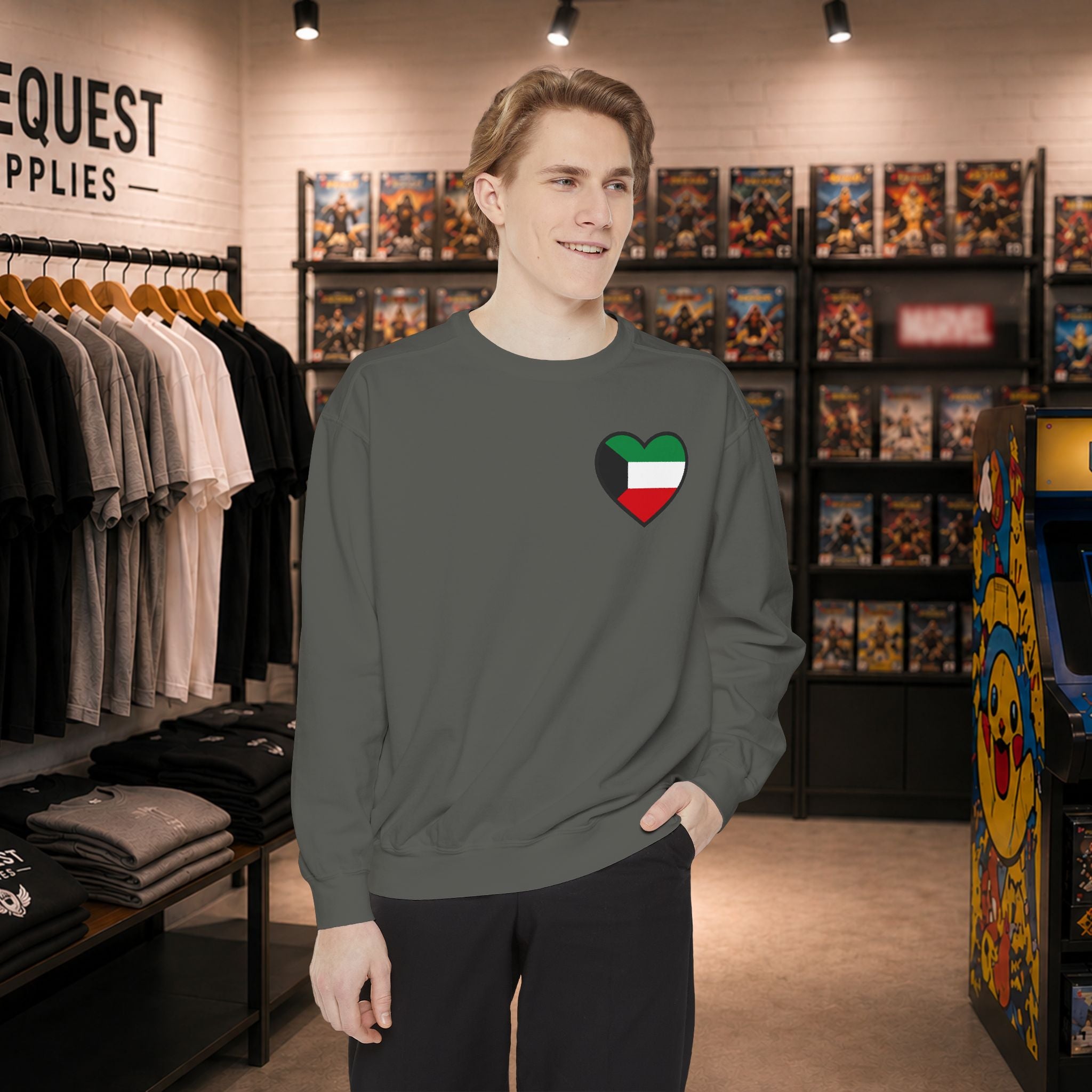 Kuwait heart shaped flag printed sweatshirt