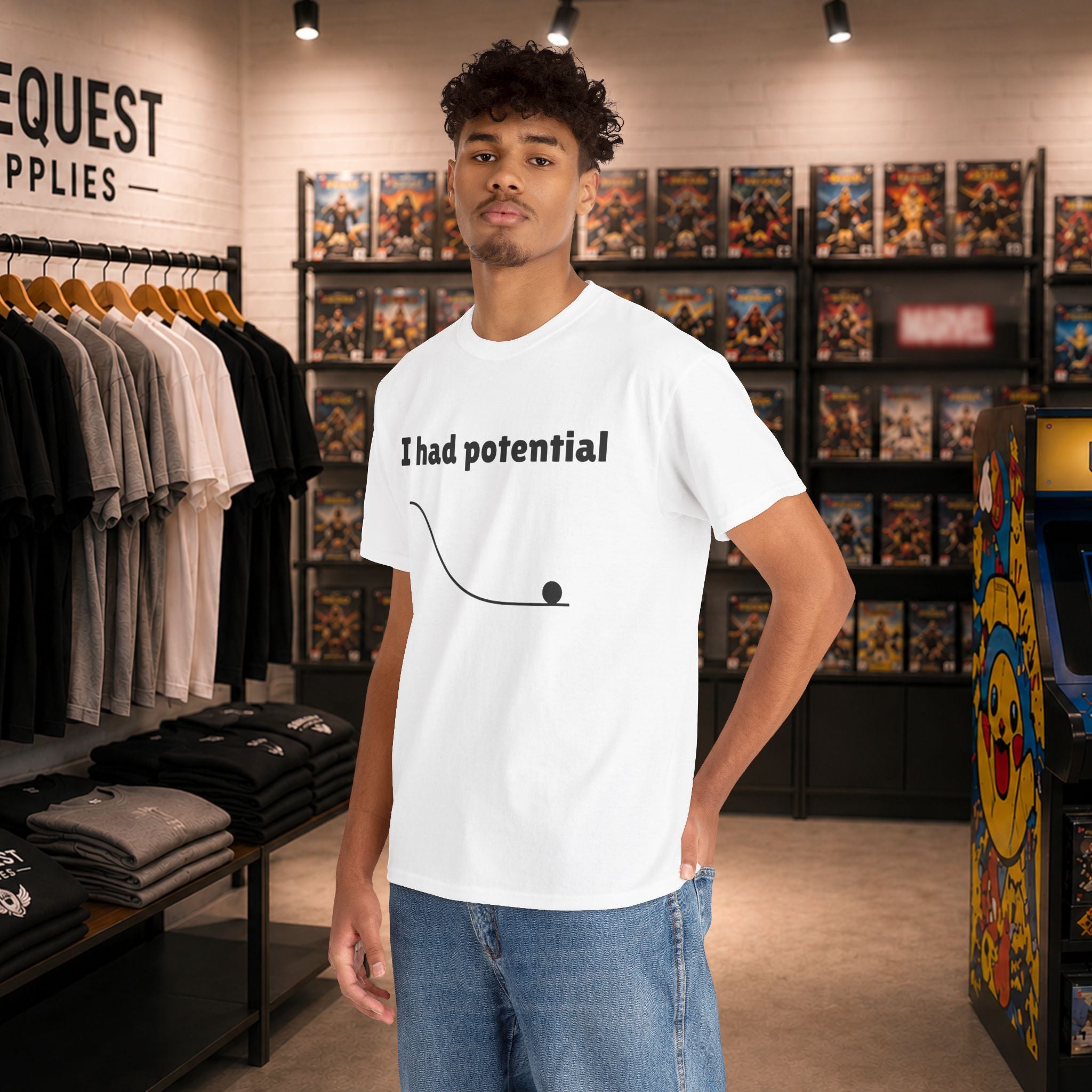 I Had Potential physics pun tee | T-Shirt, gravity potential energy design